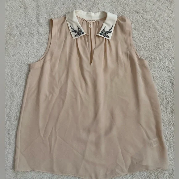 REBECCA TAYLOR Embroidered Bird Collar Silk Blouse NWOT